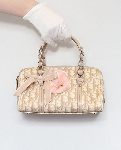 Barrel Bag, &pound;110, Handbags, Beige, Canvas, Front view